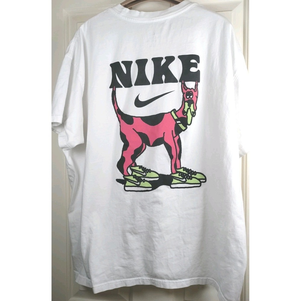 Nike SB Dunk Dog Graphic T-Shirt White Pink Men's Size 2XL XXL Loose Fit